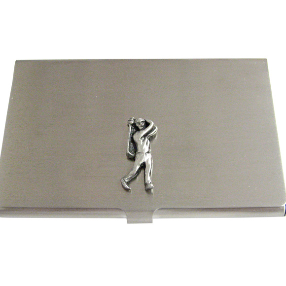Custom Golf Leatherette Business Card Case (Personalized  Golfer Business Card Holder